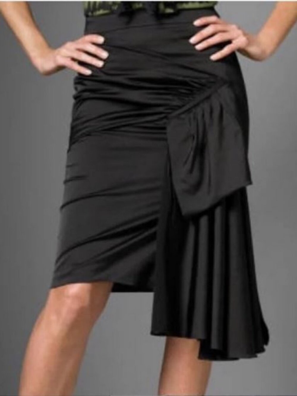 L.A.M.B. Gwen Stefani 2009 Y2k Asymetric Side Ruffle Wiggle Lined Skirt Size 6